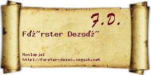Fürster Dezső névjegykártya